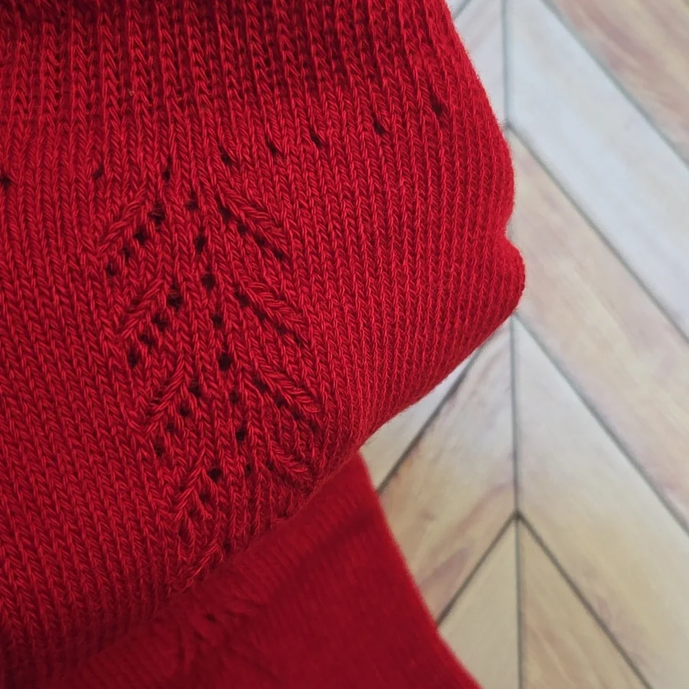 Baby Girl Red Knit Knee High Socks Vintage Style Christmas Holiday Accessory